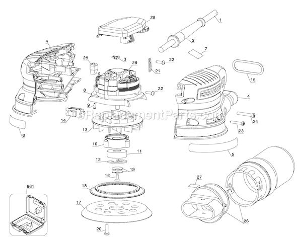 Page A Diagram and Parts List for 394 Type 1 Porter Cable Sander Polisher